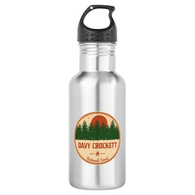 Davy Crockett National Forest Stainless Steel Water Bottle (Front)