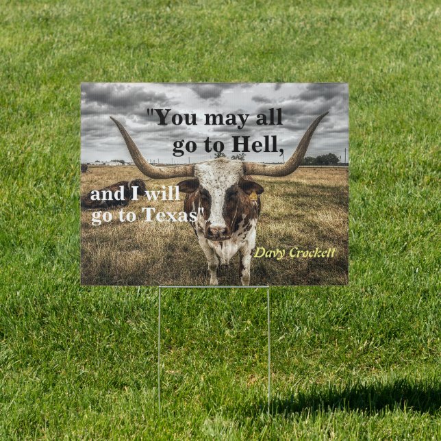 Davy Crockett Quote On Hell And Texas Sign (Insitu)