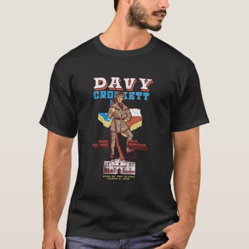 Davy Crockett Texas Alamo Cowboy Vintage Souvenir T_Shirt