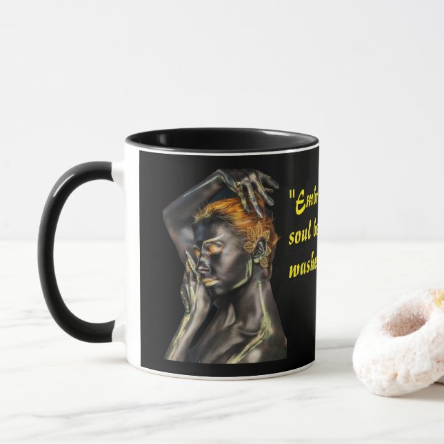 Dawn and Soul quote by Little Dove Mug (With Donut)