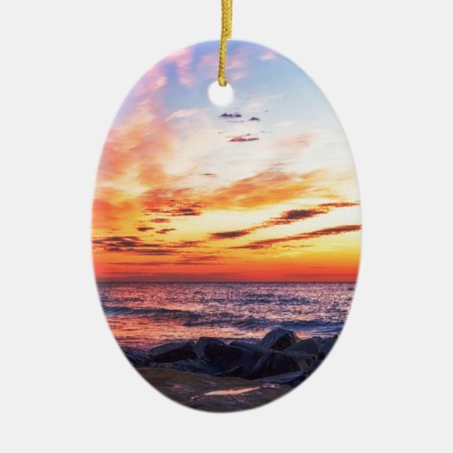 Dawn at 120th Street in Ocean City Maryland Ceramic Ornament