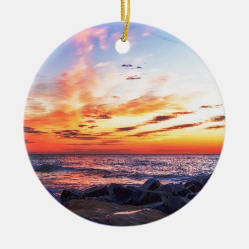 Dawn at 120th Street in Ocean City Maryland Ceramic Ornament