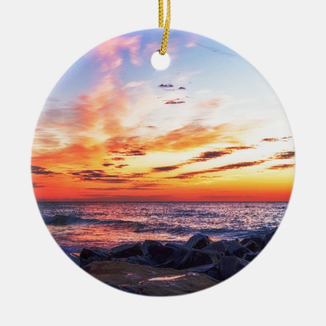 Dawn at 120th Street in Ocean City Maryland Ceramic Ornament (Front)