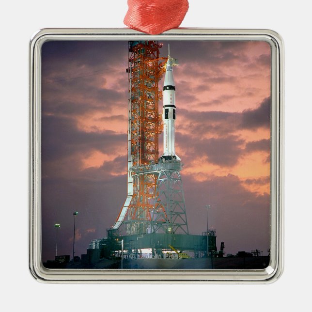 Dawn breaks behind ASTP Saturn IB CDDT Metal Ornament (Front)