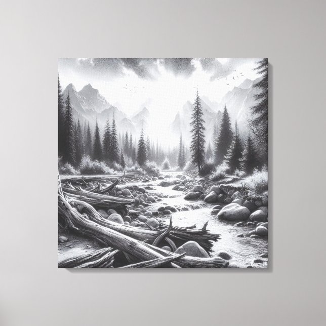 Dawn Breaks Over the Pine-Covered Hills Canvas Print (Front)