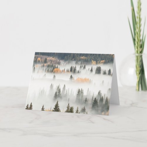 Dawn Ground Fog Covers Mountain Forest Card
