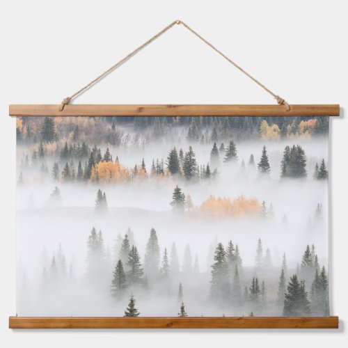 Dawn Ground Fog Covers Mountain Forest Hanging Tapestry