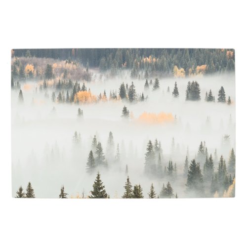 Dawn Ground Fog Covers Mountain Forest Metal Print