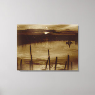 Dawn in The Lagoon Wrapped Canvas Print