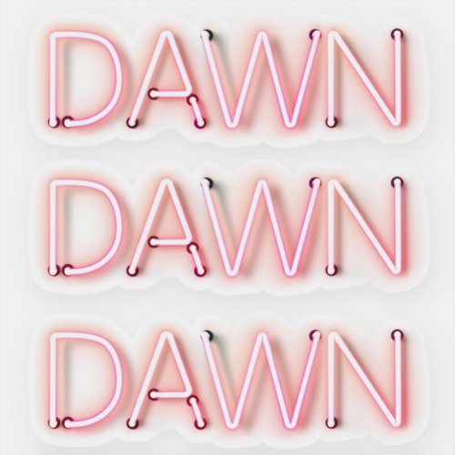 Dawn name in glowing neon lights X3 Sticker