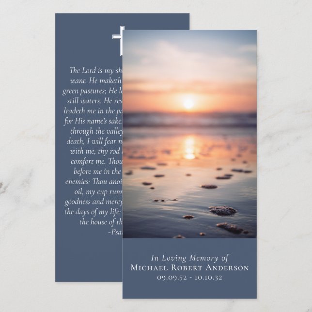 Dawn Ocean Photo Prayer Memorial Bookmark (Front/Back)