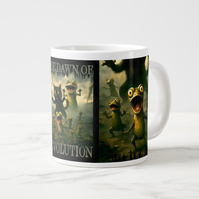 Dawn of revolution funny rebel cat lizard frogs giant coffee mug (Front Right)