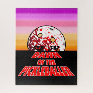 Dawn of the Pickleballer Halloween Horror Zombie Jigsaw Puzzle
