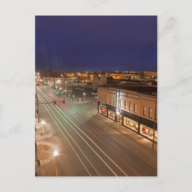 Dawn on Main Street of Bismarck, North Dakota Postcard (Front)