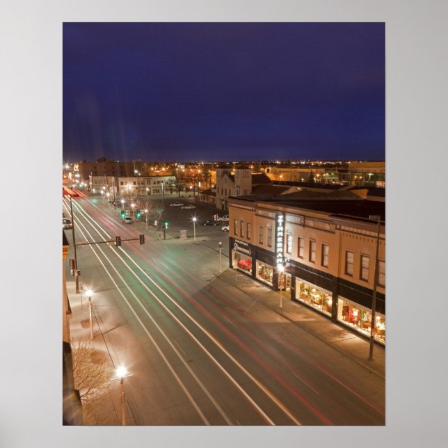 Dawn on Main Street of Bismarck, North Dakota Poster (Front)