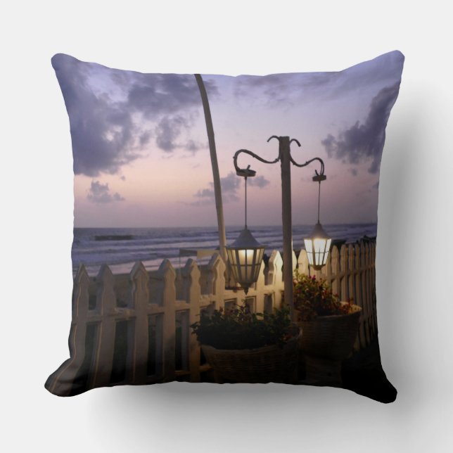 Dawn on the Beach Throw Pillow (Front)