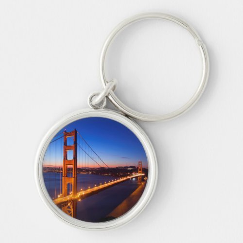 Dawn over San Francisco and Golden Gate Bridge Keychain