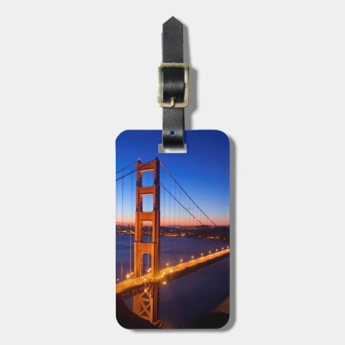 Dawn over San Francisco and Golden Gate Bridge Luggage Tag