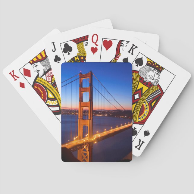 Dawn over San Francisco and Golden Gate Bridge. Poker Cards (Back)