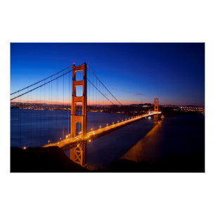 Dawn over San Francisco and Golden Gate Bridge. Poster