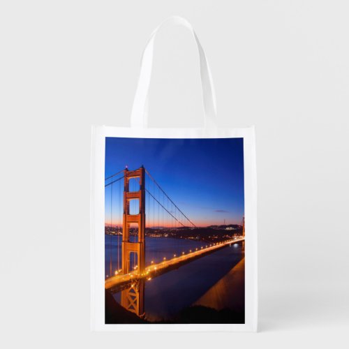 Dawn over San Francisco and Golden Gate Bridge Reusable Grocery Bag