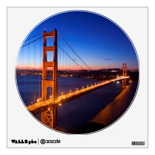 Dawn over San Francisco and Golden Gate Bridge. Wall Decal
