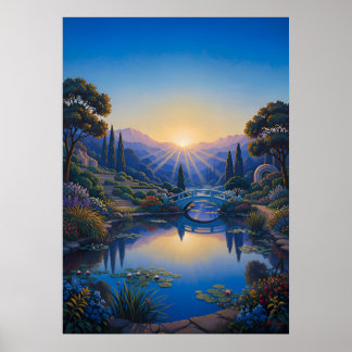 Dawn Over the Garden Bridge Poster