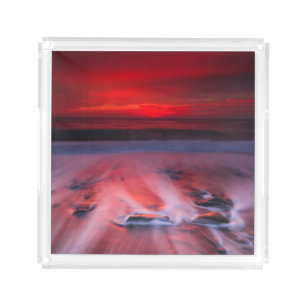Dawn Over The Stormy Sea Acrylic Tray