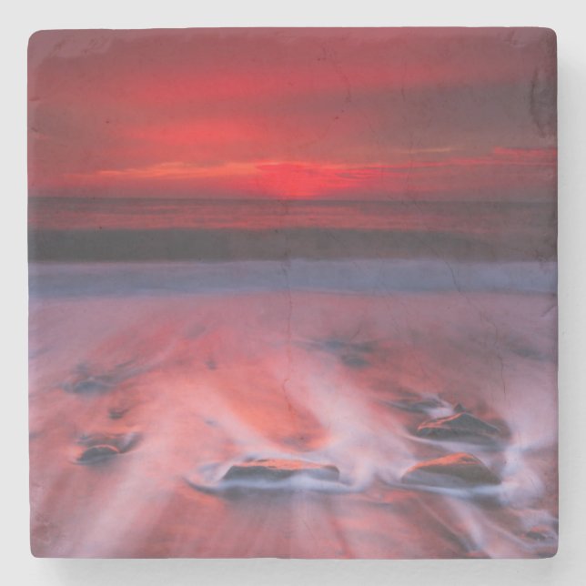 Dawn Over The Stormy Sea Stone Coaster (Front)