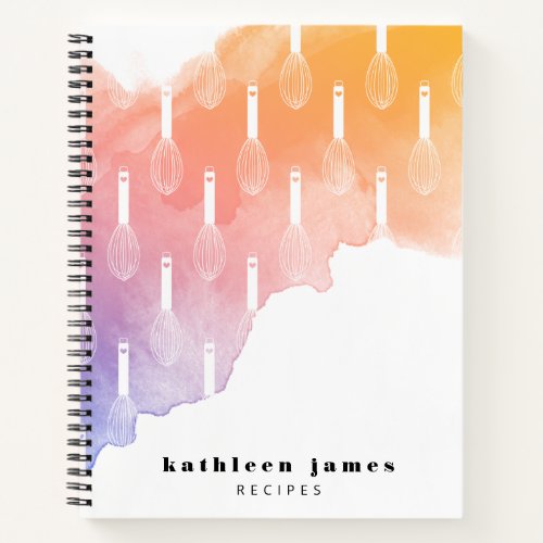 Dawn Palette Watercolor Balloon Whisk Recipe Notebook