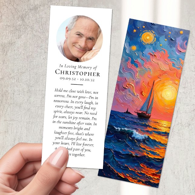 Dawn Sunrise Ocean Boat Photo Prayer Memorial Bookmarks (Creator Uploaded)