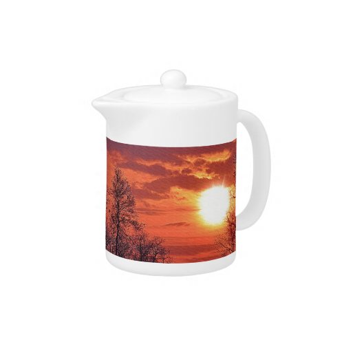 Dawn Sunrise  Trees in Silhouette Nature Gift Teapot