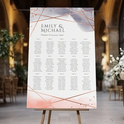 Dawn Watercolor Geometric Wedding Seating Charts F Foam Board