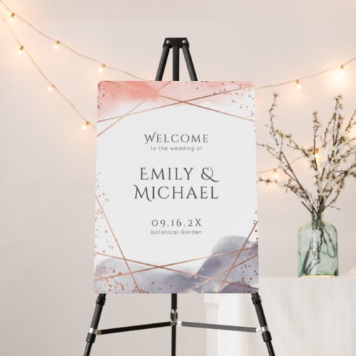 Dawn Watercolor Geometric Wedding Welcome sign