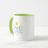 Dawn with face, hand lettered mug (Front Left)