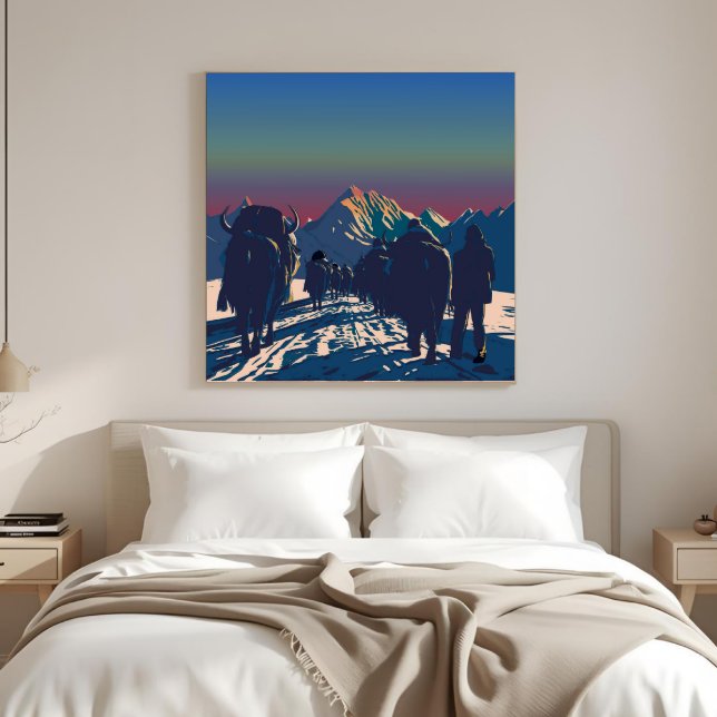 Dawn Yak Caravan Everest Collectible Artwork Canvas Print (Creator Uploaded)