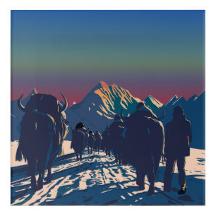 Dawn Yak Caravan Everest Motivational Collectible Acrylic Print