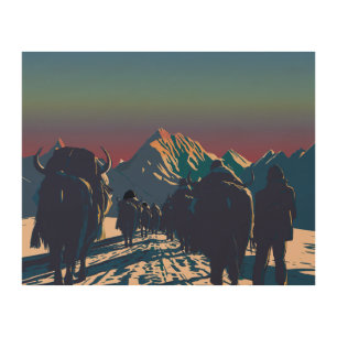 Dawn Yak Caravan Everest Motivational Collectible Wood Wall Art