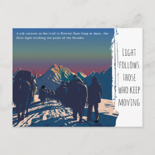 Dawn Yak Caravan Everest Motivational Holiday Postcard