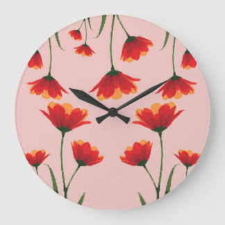 Dawnfire Poppies Large Clock