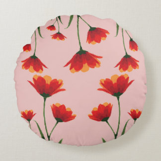 Dawnfire Poppies Round Pillow
