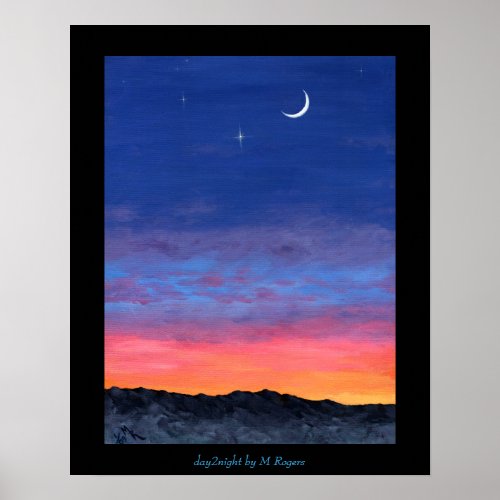 day2night Sunset to Twilight Painting Poster