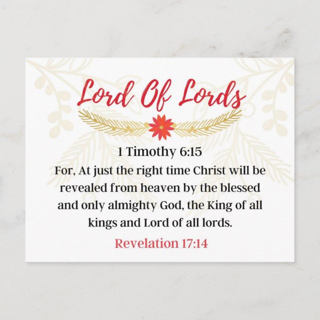 Day 11. Names Of Jesus | Lord Of Lords Advent  Postcard (Back)