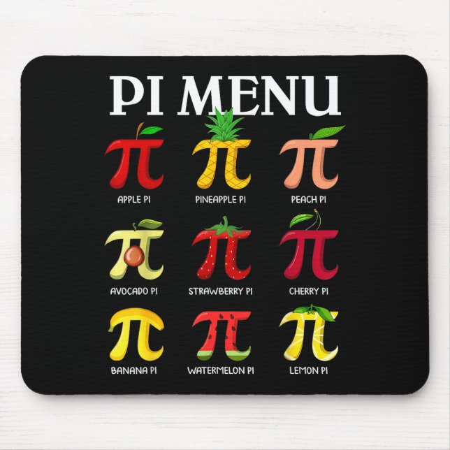 Day 314 menu funny fruit pie menu teachers math mouse pad (Front)
