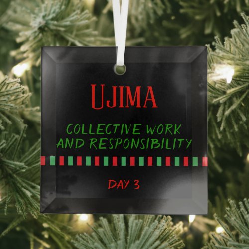 Day 3 Ujima Principle Kwanzaa Glass Ornament