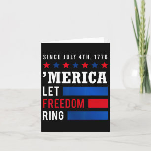 Day 4th July Usa Flag America Let Freedom Ring Card