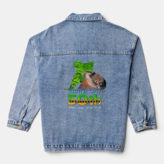 Day 50th Anniversary Koala Bear Silhouette  Denim Jacket (Back)