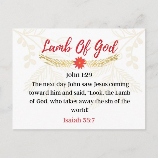 Day 6. Names Of Jesus | Lamb Of God | Advent  Postcard (Back)