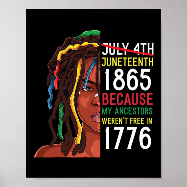 Day Ancestors Free 1776 July 4th Black African  Poster (Front)