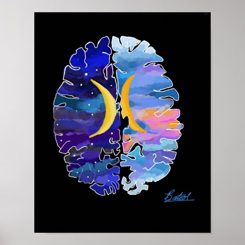 Day and night brain poster